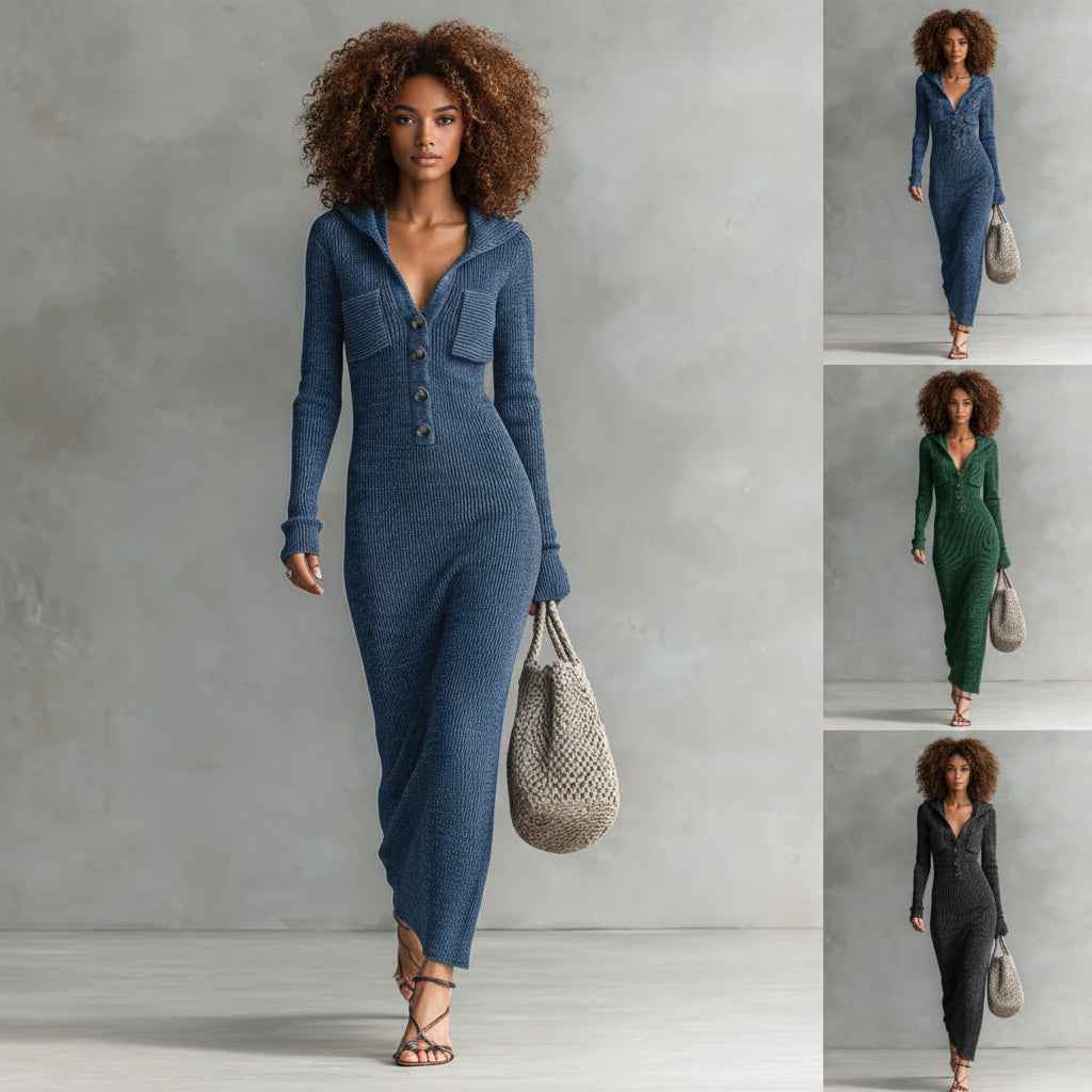 Noir Hooded Sweater Dress