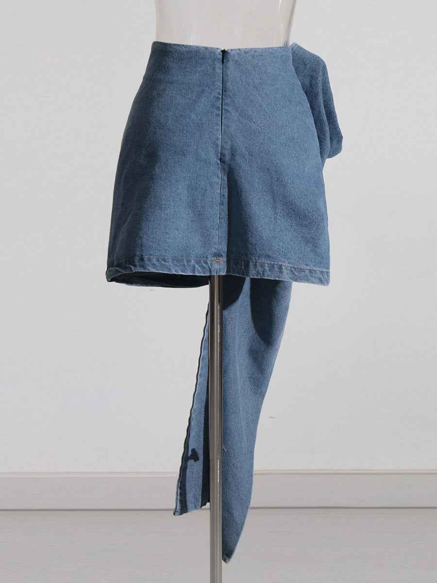 MayneAttraction Denim Flower Retro Skirt