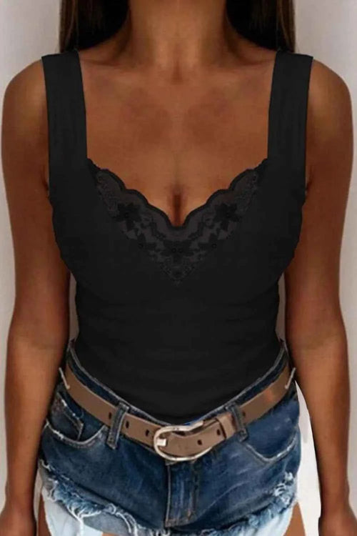 MayneAttraction Luxe Lace V-Neck Tank