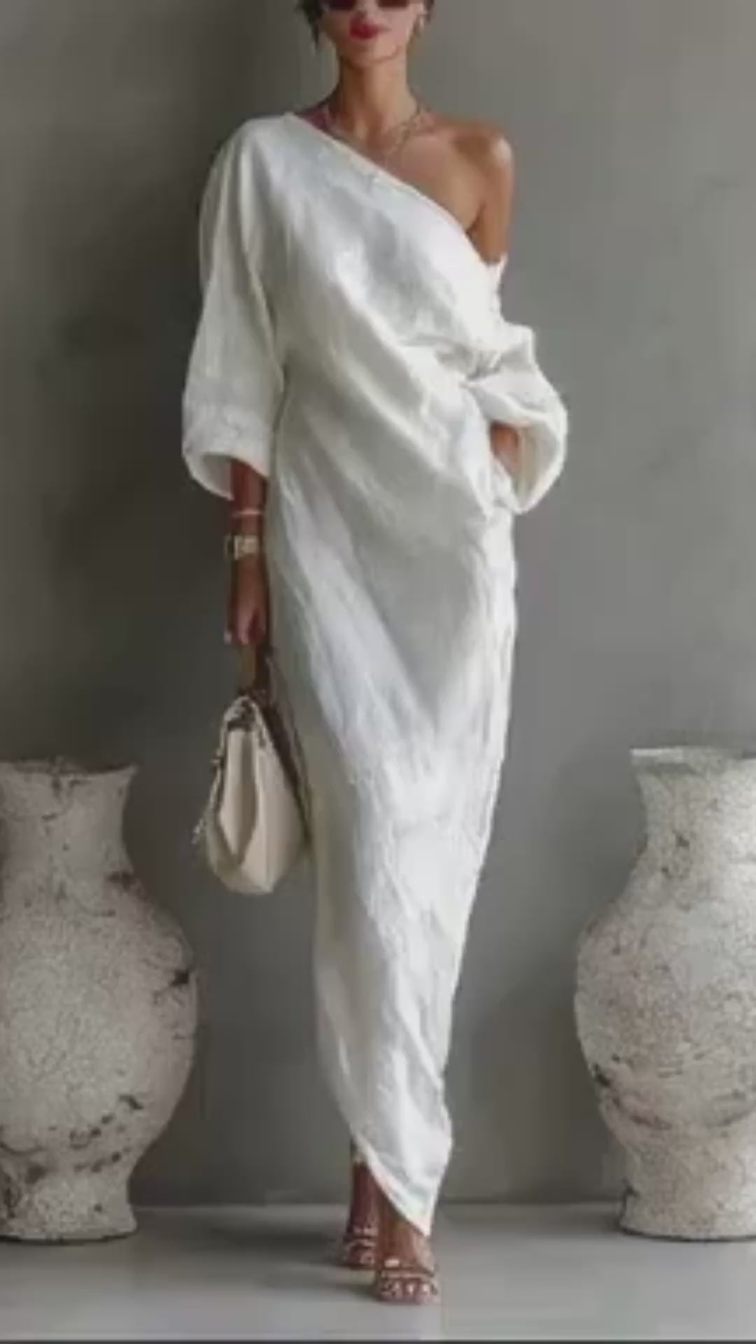 MayneAttraction | Linen One-Shoulder Maxi Dress